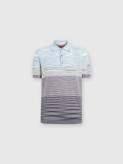 Dégradé slub cotton polo shirt