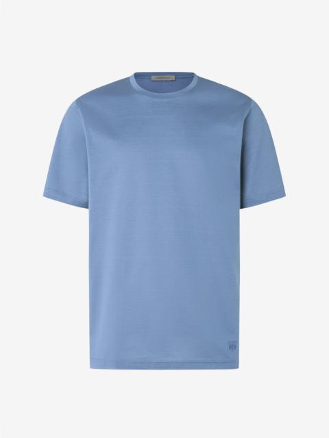 Blue crew neck pure cotton t-shirt