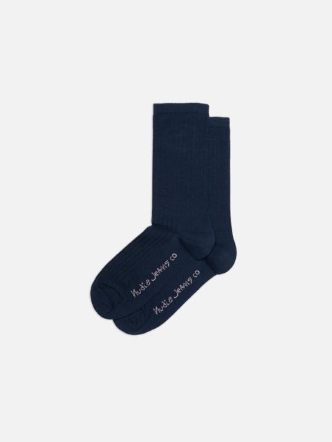 Women Cotton Ribbed Socks Dark Blue