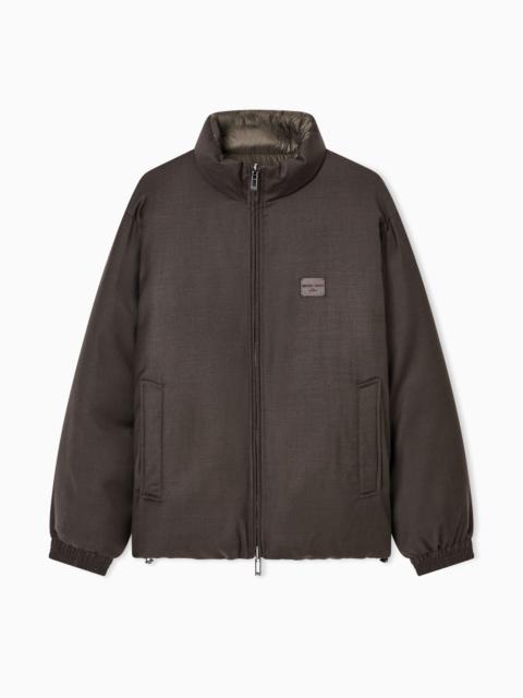 REVERSIBLE WOOL-BLEND TWILL DOWN JACKET
