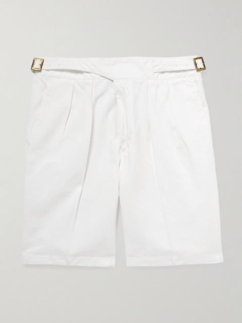 Manny Straight-Leg Pleated Cotton Shorts White