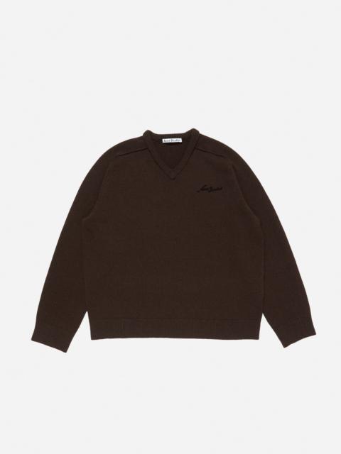 Wool v-neck sweater - Dark brown