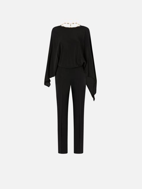 LONG PLAYSUIT WITH EXPOSED BACK AND JEWEL NECKLACE