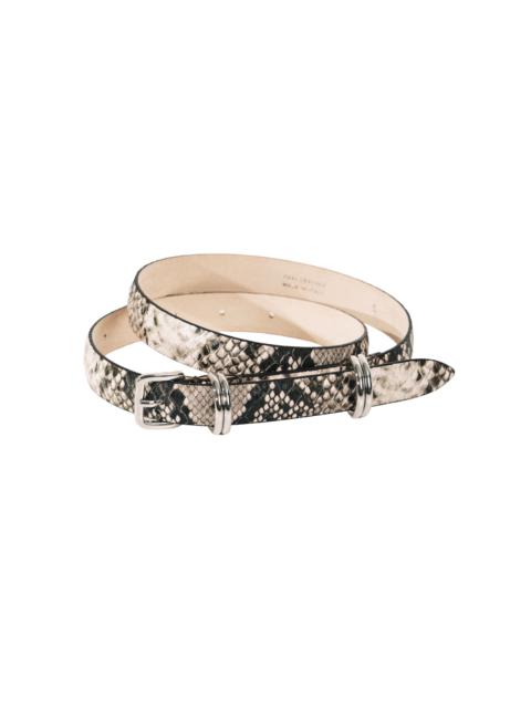 Constance Snake-Print Leather Belt silver