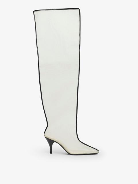 Drawing a blank 85 ivory mesh boots