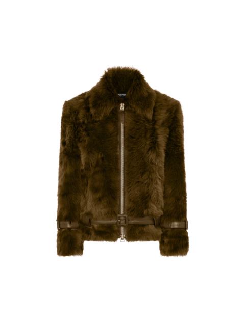 SHEARLING BLOUSON WITH LEATHER DETAILS
