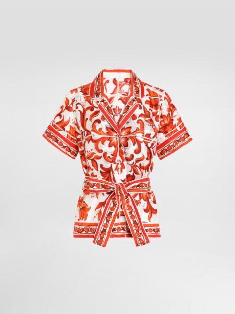 Majolica-print vanity silk shirt