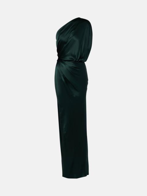 Draped silk satin gown