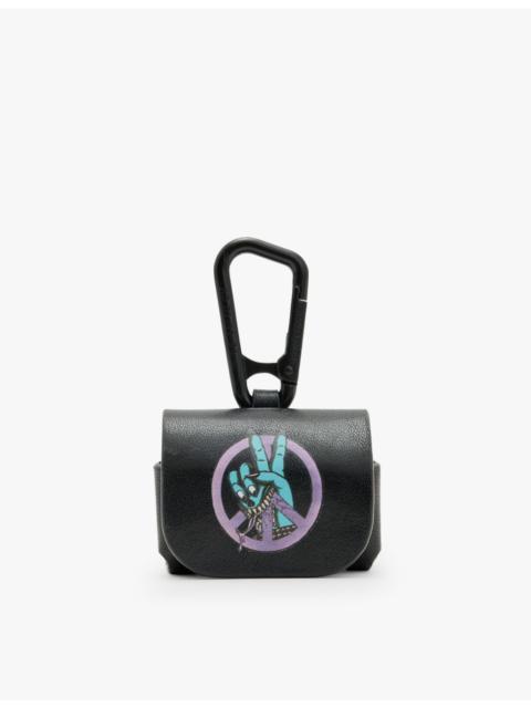 Graphic-print leather AirPod case