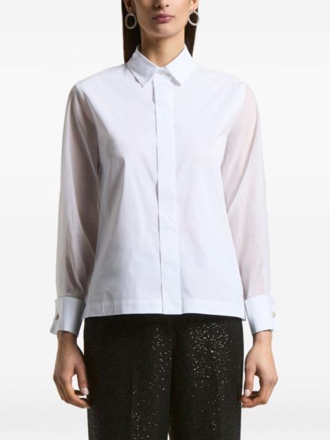 sheer-sleeve shirt