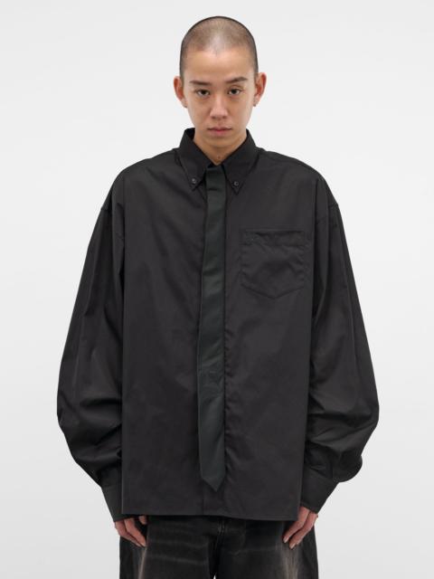 Black Cotton Oversized Necktie Shirt