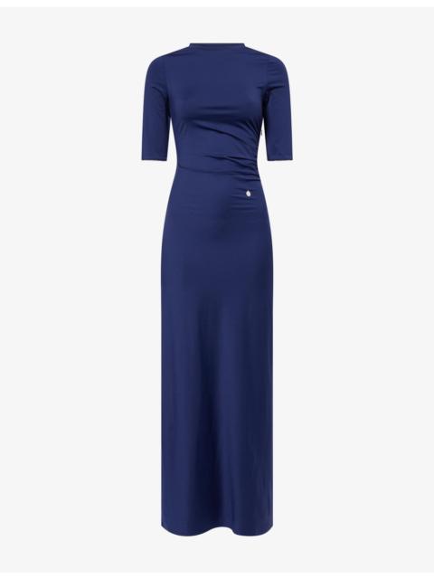Slim-Fit Ruched Stretch-Jersey Maxi Dress