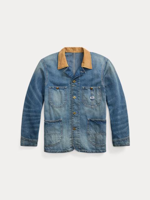 Corduroy-Collar Indigo Denim Jacket