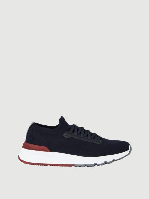Cotton knit and semi-polished calfskin runners