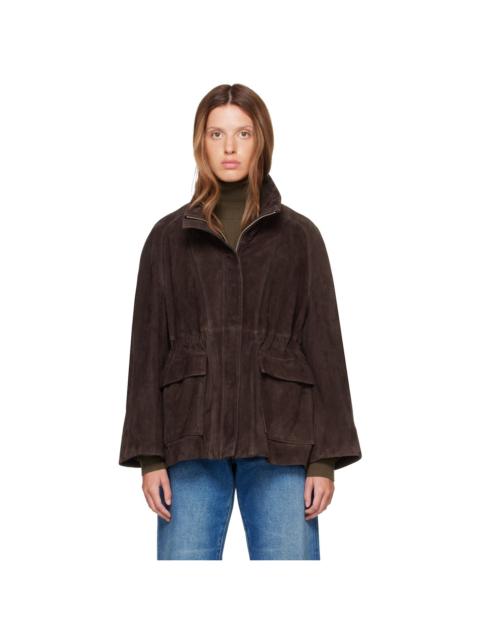 Brown Quai Funnel Leather Jacket