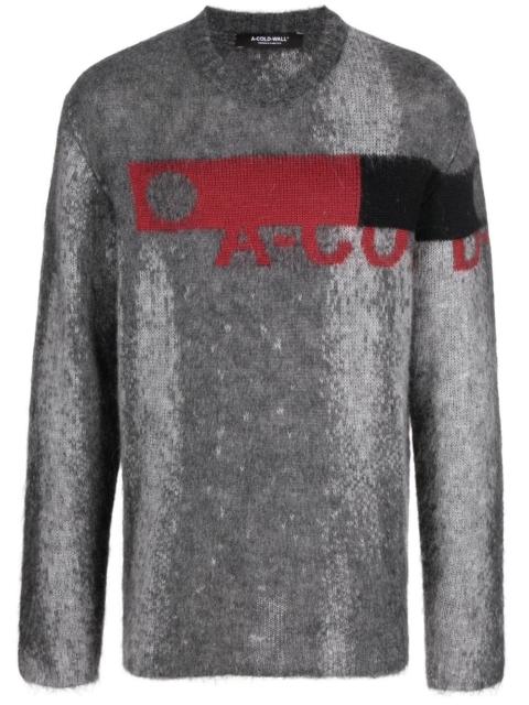 sprayed-effect logo-jacquard jumper