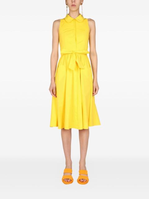 tie-fastening polo-collar midi dress