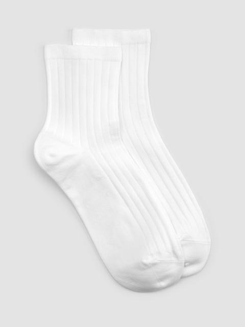 Cotton Wide-Rib Short Crew Sock