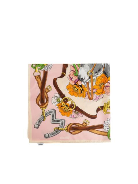 floral equestrian silk scarf