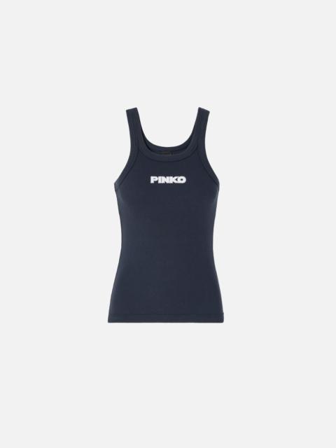 RIBBED VEST TOP WITH PINKO 3D LOGO