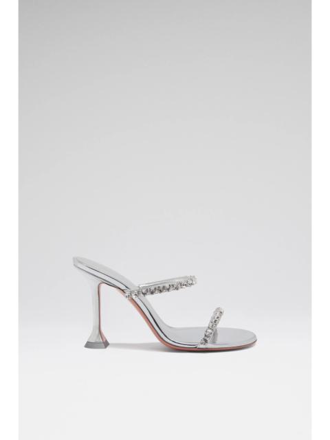 GIGI SLIPPER 95 SILVER MIRROR AND WHITE CRYSTALS