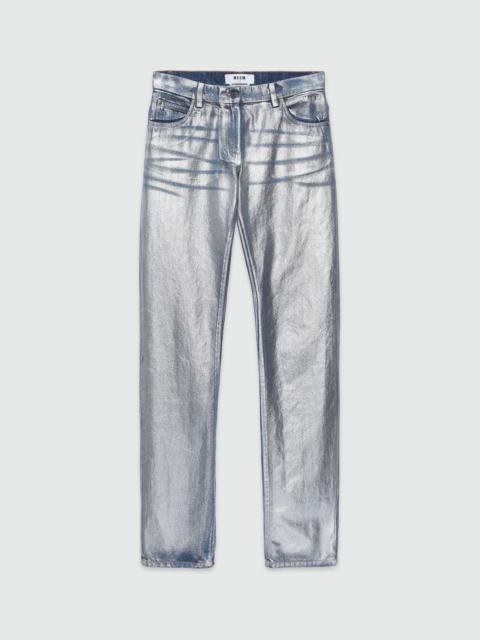 Metallic demin pants