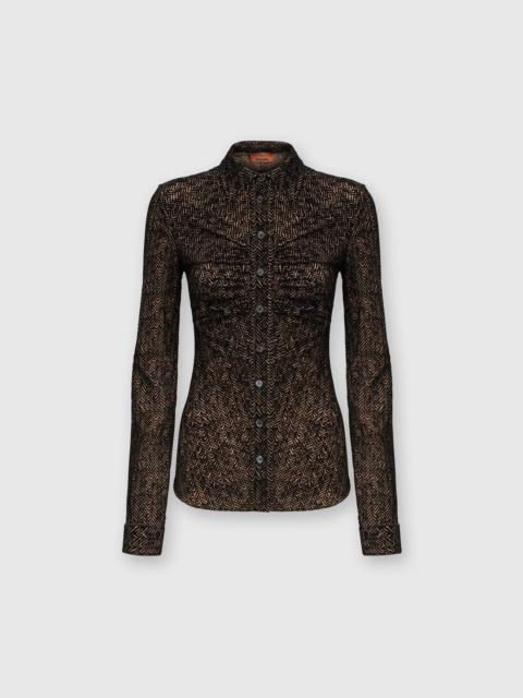 Zig zag tulle shirt with gathering