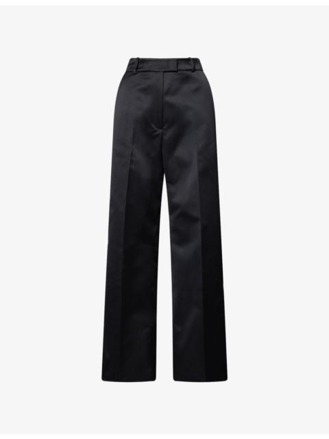 Brickell Wide-Leg Satin Trousers