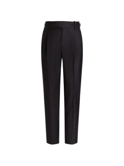 pinstripe wool trousers