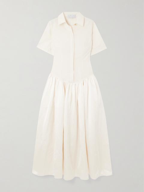 Mena Pleated Poplin And Dupioni Midi Dress