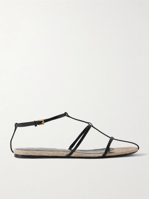 Cage leather sandals Black