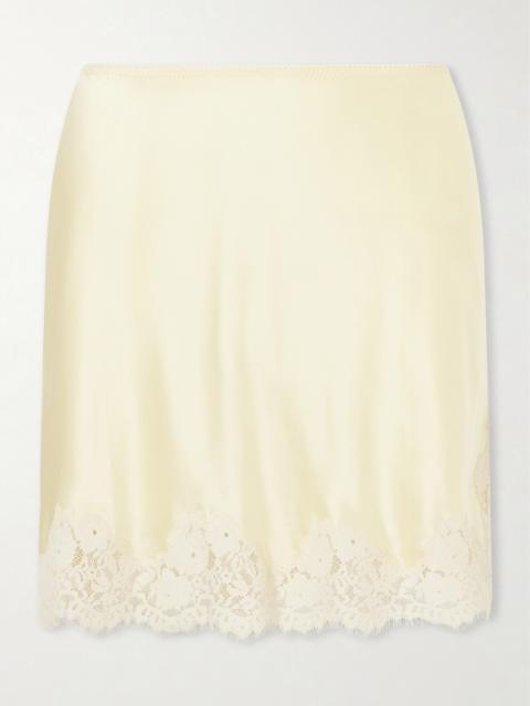 Giulietta Lace-trimmed Silk-charmeuse Mini Skirt
