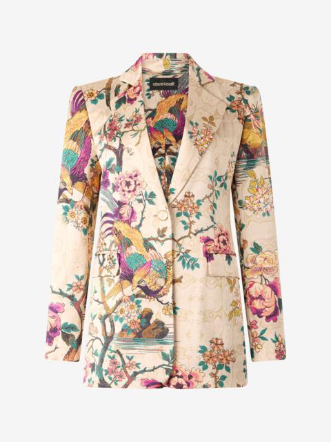 Silk Jacket With Flower And Pheasant Print
