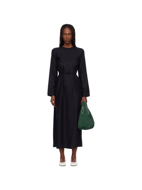 Black Long-Sleeve Apron Maxi Dress