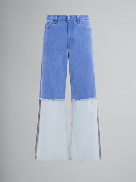 WIDE LEG BLUE JEANS WITH HIGH TURN-UP