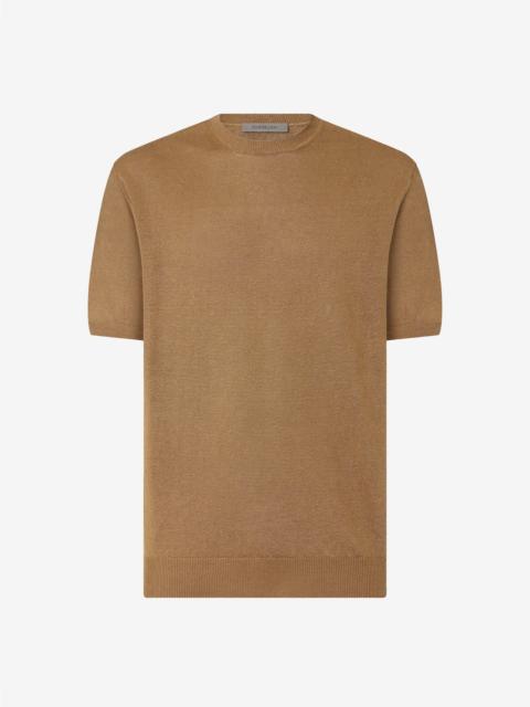 Brown pure linen crew neck knitwear