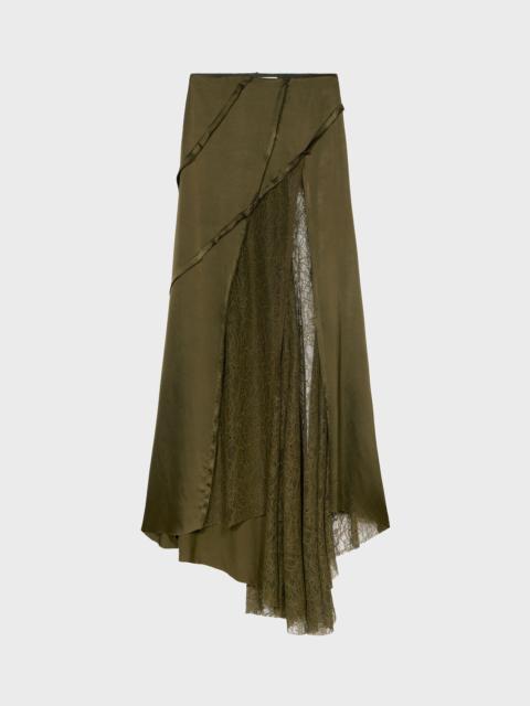LONG SKIRT IN SATIN AND CHANTILLY LACE