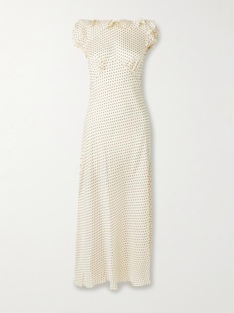 Emerence Ruffled Polka-dot Silk-blend Twill Midi Dress