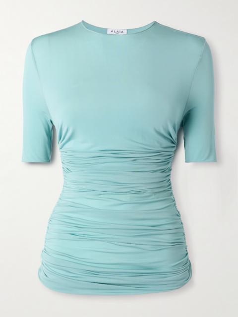 Ruched Stretch-jersey T-shirt