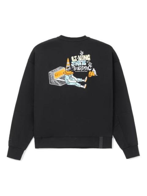 Li-Ning Skateboard Series Back Cartoon Printing Loose Round Neck Pullover 'Black' AWDS165-3