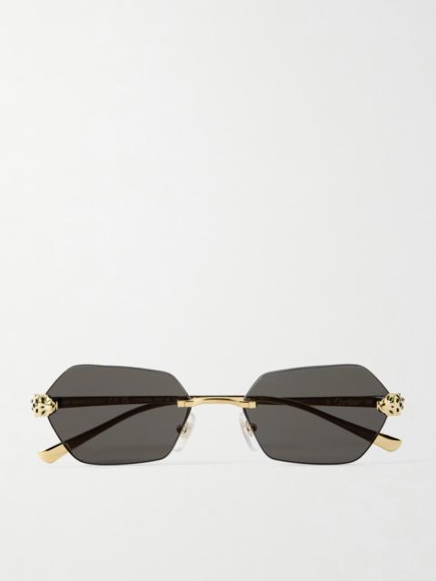 Panthère De Cartier Rimless Hexagon-frame Gold-tone Sunglasses
