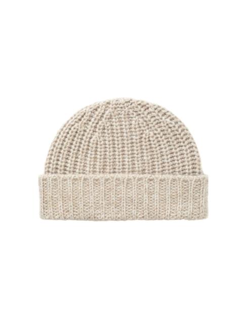 Half Cardigan Stich Cream Cashmere Beanie
