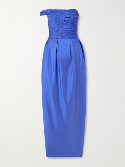 One-shoulder Gathered Plissé-taffeta Gown