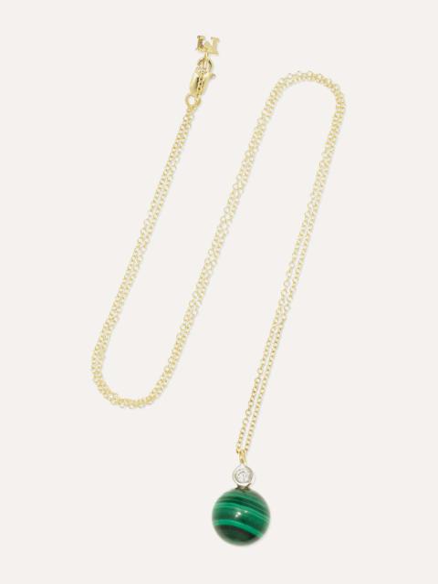 14-karat gold, malachite and diamond necklace