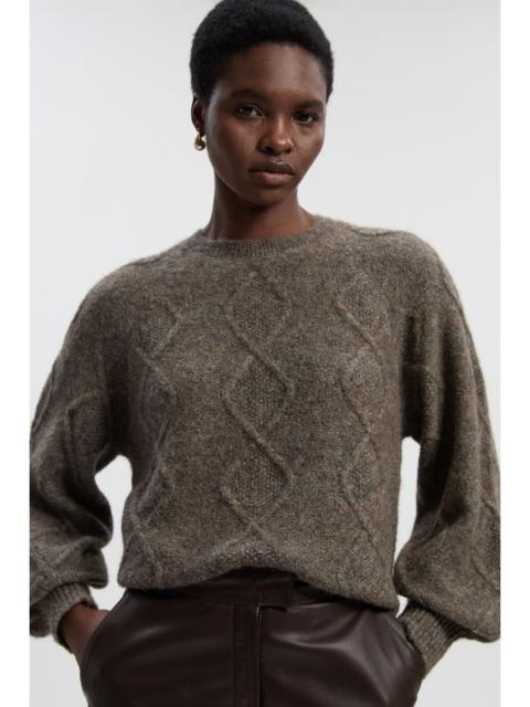 Wool Blend Cosy Cable Stitch Crew Neck Jumper