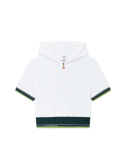 Textured Velour Tennis Cropped Hooded Top | Casablanca Paris