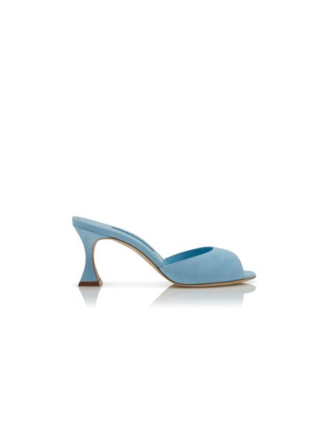 Light Blue Suede Open Toe Mules