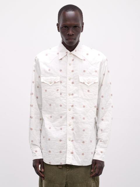 White All-Over Print Western Shirt