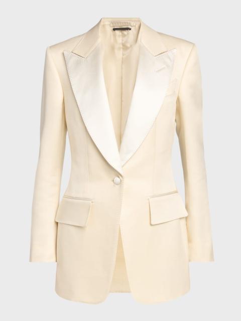 Lustrous Barathea Silk-Wool Single-Breasted Tuxedo Jacket