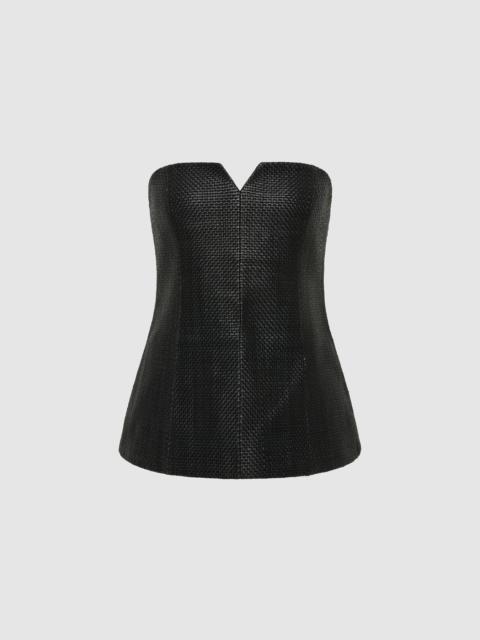Woven Leather Strapless Bodice - Black